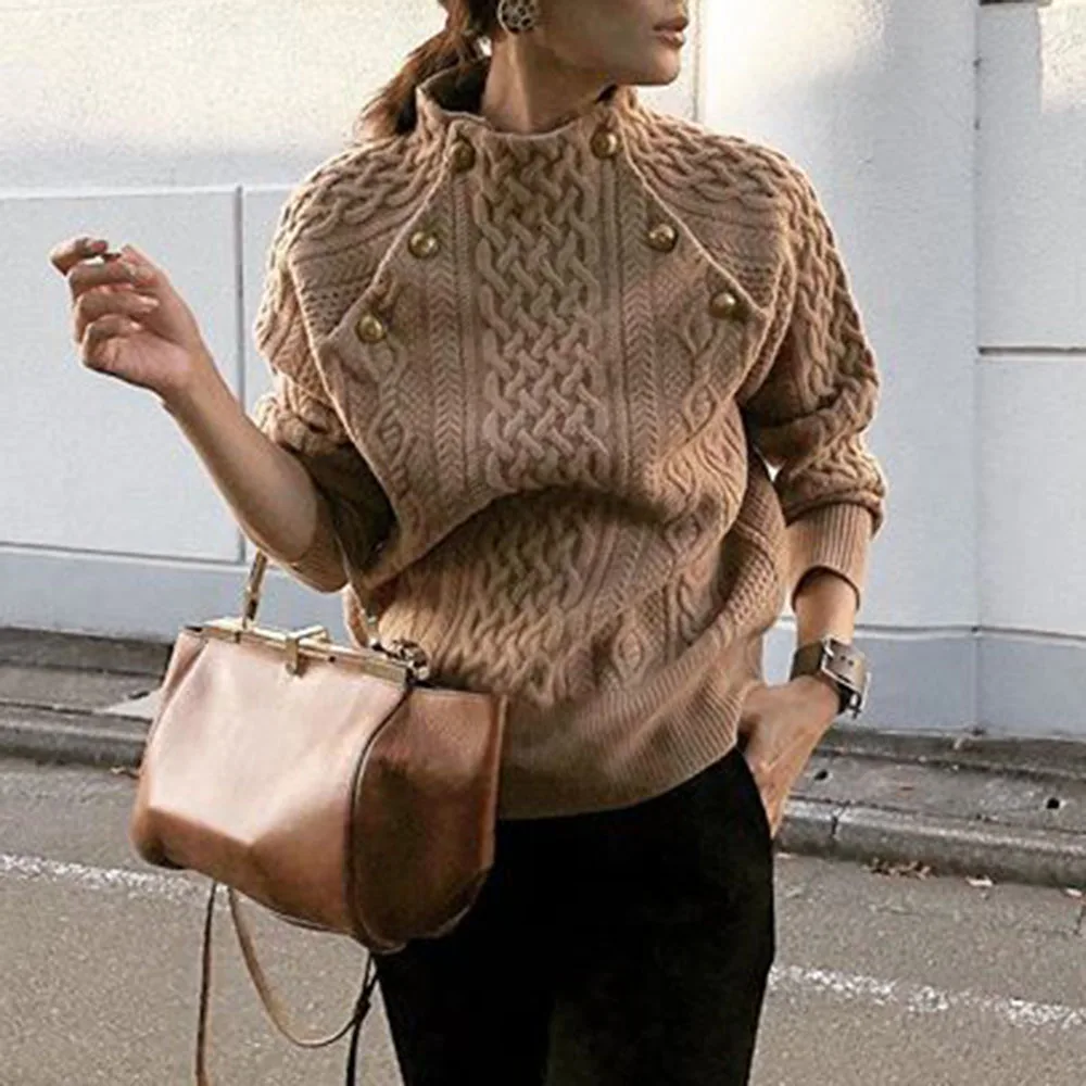 

Turtleneck Women Winter Knitted Sweater Female Autumn Sexy Casual Loose Solid Color Pullovers Knitwear OL Tops Jumper pull femme