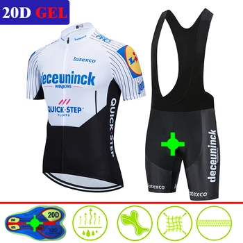 

2020 Quick step Pro Team summer cycling Jersey set Bicycle Clothing Breathable Men Short Sleeve shirt Bike bib shorts 20D Gel