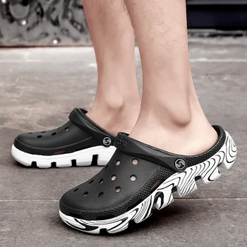 

2020 New Comfortable Men Pool Sandals Summer Outdoor Beach Shoes Men Slip On Garden Clogs Casual Water Shower Slippers Indoor