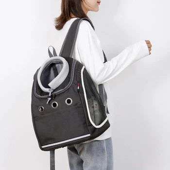 

Breathable Transparent SIde Mesh Window Cat Backpack Drawstring Elastic Top X5XA