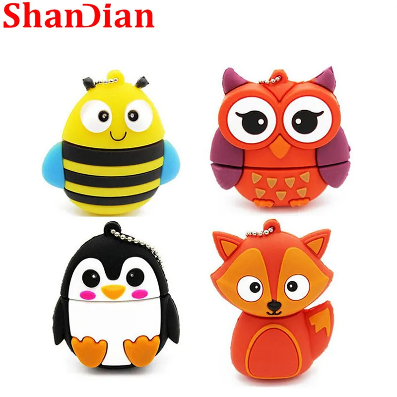SHANDIAN милый пингвин сова лиса мультфильм флэш карта с usb интерфейсом накопитель 4G