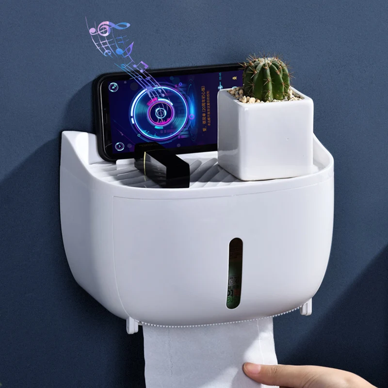 

Toilet Paper Holder with 1 Roll Paper Wall Mount Toilet Tissue Box Roll Paper Dispenser Storage Box Tray Bathroom Accessories
