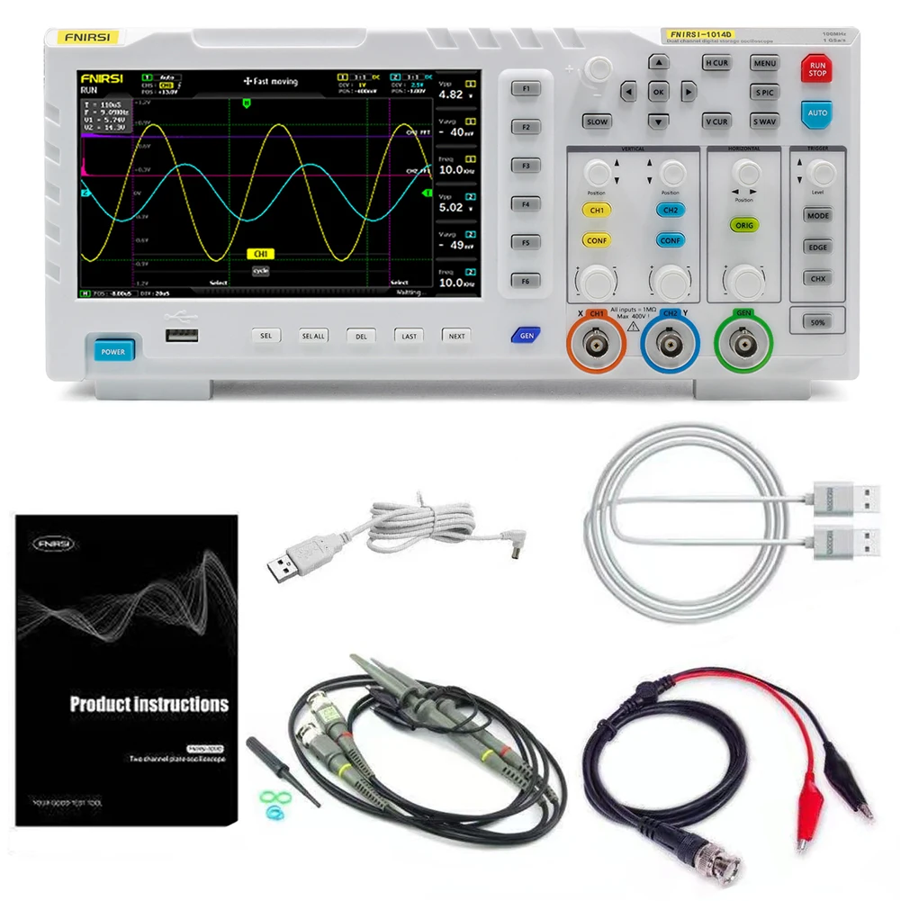 FNIRSI-1014D цифровой осциллограф портативный двухканальный входной генератор