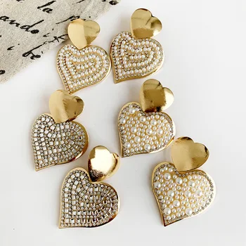 

Luxury Wedding Crystal Heart Drop Earrings Jewelry Earrings for Women Love Gift Bohemian Shiny Fringed Tassel Earings Christmas