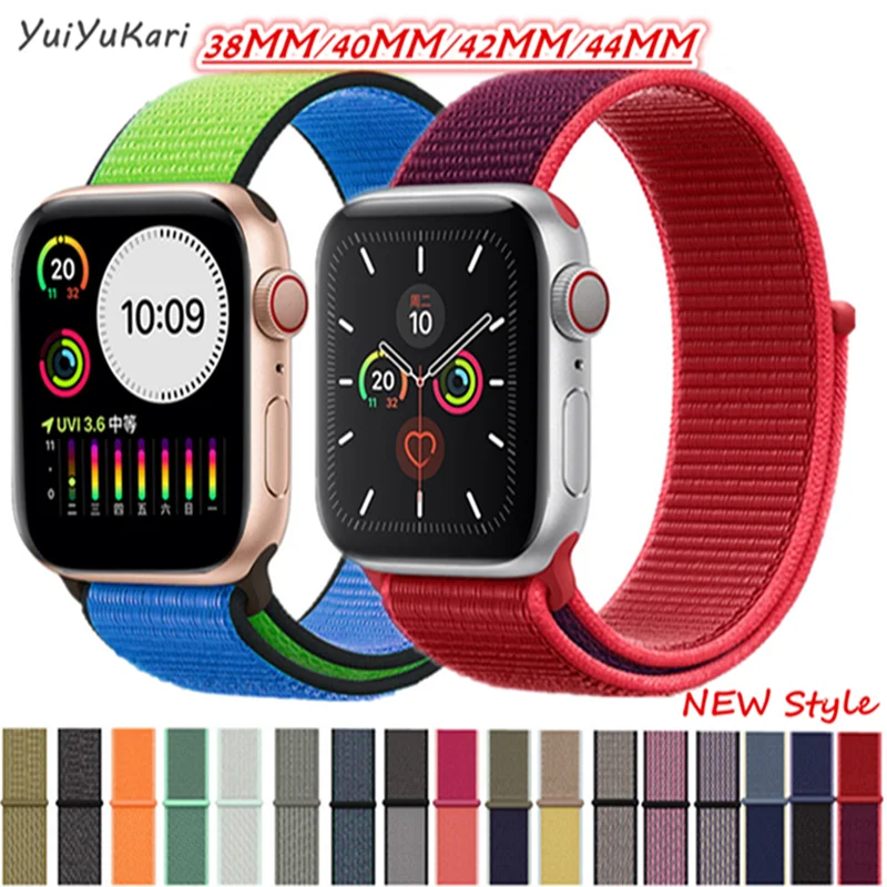Нейлон pulseira для apple watch band 4 44 мм 40 (iwatch 5) 3 2 1 ремешок 42 38 дышащий браслет ремень