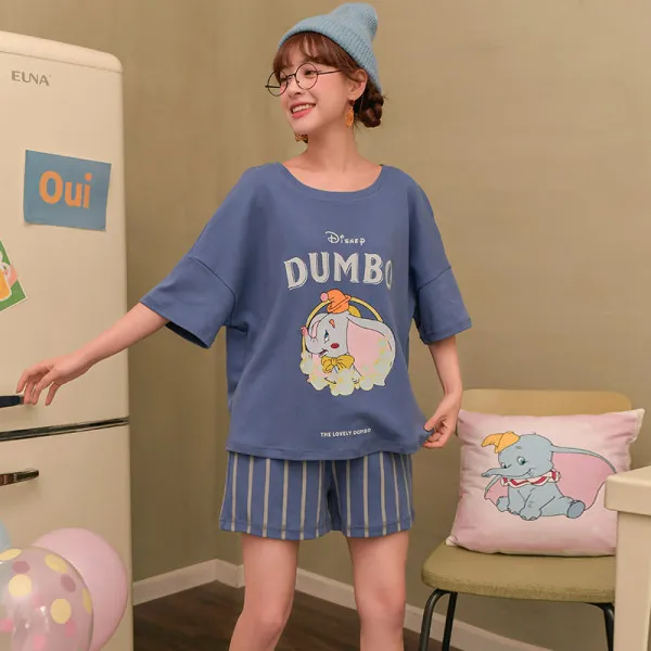 3XL Loose Summer Cotton Pajamas Women's Short Sleeve Shorts Lion King Simba Leopard Print Cute Anime Home Suit Pajama Sets Women 5207