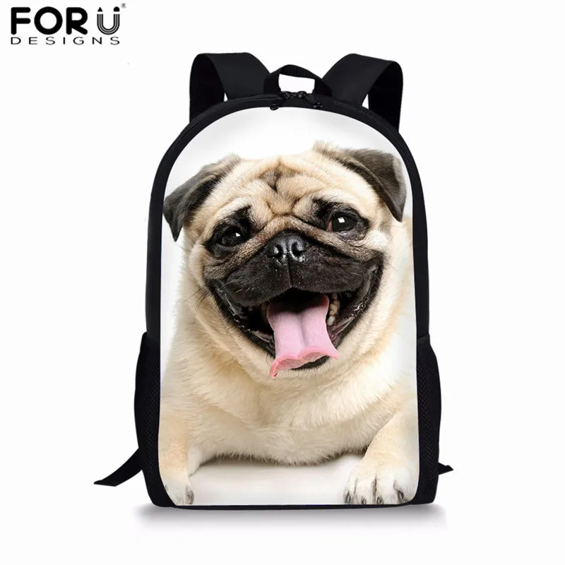 FORUDESIGNS/рюкзак, принт с Мопсом, школьные сумки для начальной школы, комплекты для девочек, Подростковый рюкзак, детская сумка, рюкзак для мальчиков с собакой, Mochilas - Цвет: Z4844C
