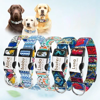 

Custom Dog Collar Nylon Puppy Cat Dog Tag Collar Leash Personalized Pet Nameplate ID Collars Adjustable For Medium Large Dogs
