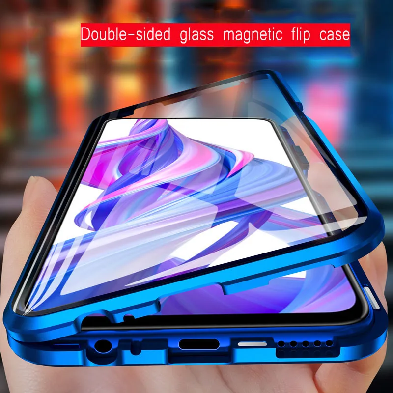 Magnetic Adsorption Metal bumper Case for Xiaomi Redmi Note 7 8 Pro 8T 8a mi 9 se 9T K20 A3 Double side Glass magnet flip case |