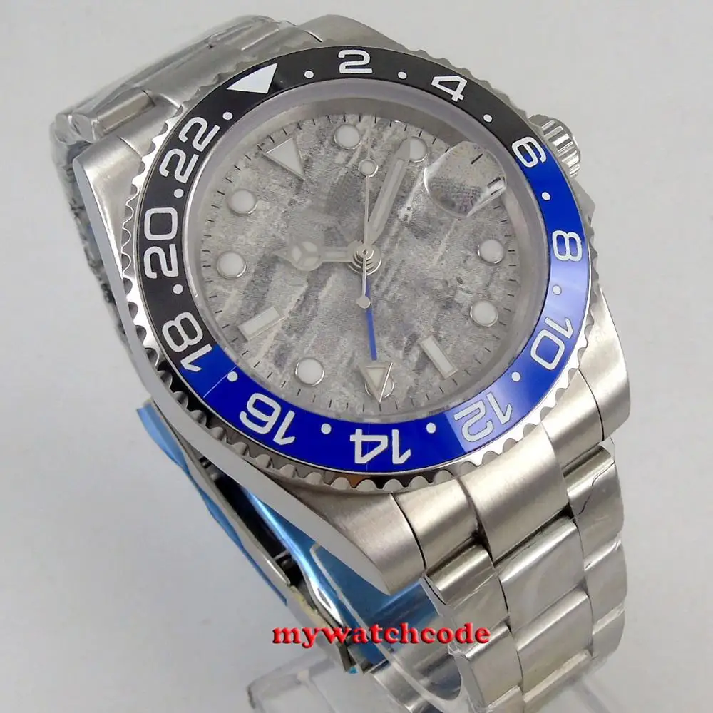 Роскошные мужские часы bliger 40 мм pepsi bezel GMT автоматические черные деловые