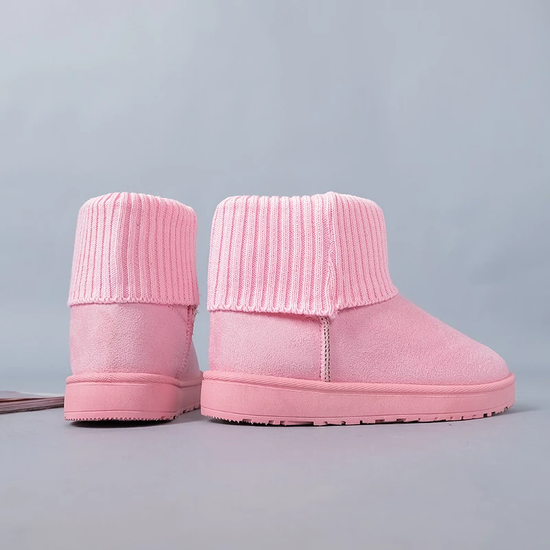 New Winter Boots Warm Plush Snow Boots Platform Suede Sock Boots Women Shoe Flat Round Toe Slip On Soft Comfort Boots