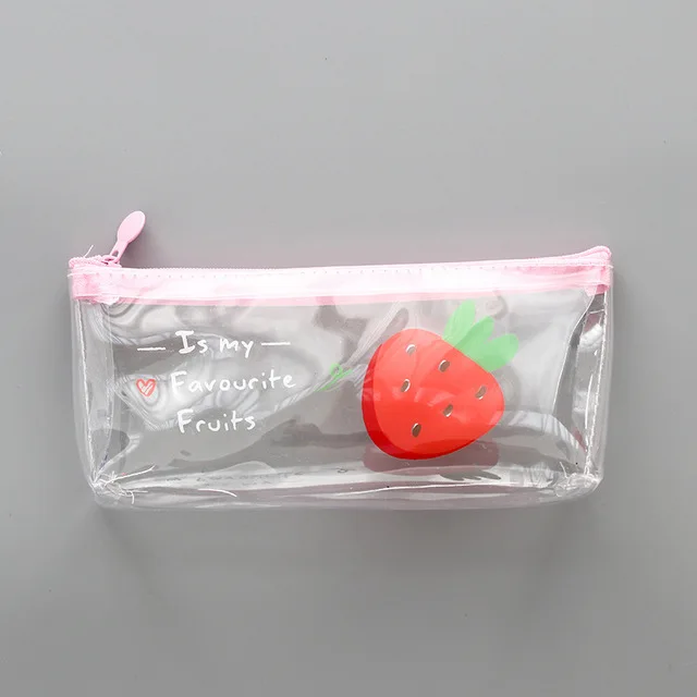 Креативный арбузный прозрачный пенал Kawaii на молнии, пенал для карандашей, школьные офисные принадлежности, канцелярская сумка для детей, подарок для девочек - Цвет: Strawberry
