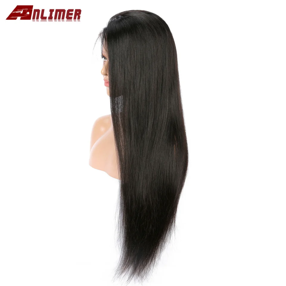 Anlimer бразильские Remy 13x6 кружевные передние человеческие волосы парики длинные прямые 180% Плотность человеческие волосы парики предварительно выщипанные с детскими волосами