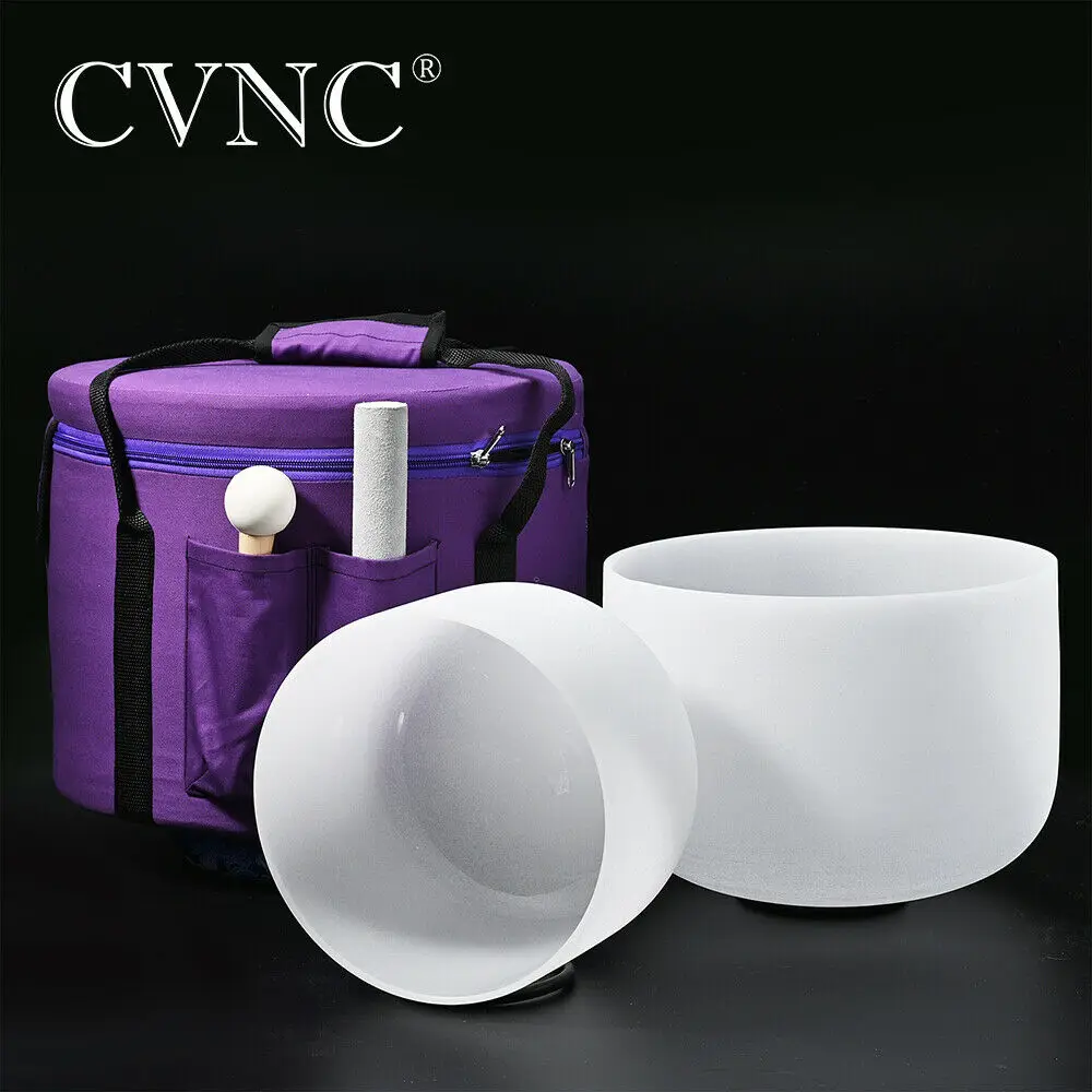 

CVNC 8" 10" Quartz Crystal Singing Bowl Chakra Set 2pcs with free Travel bag