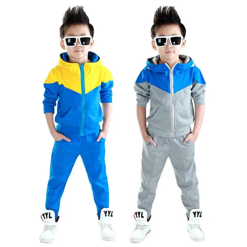 

Kids Clothes Baby Boy Spring Hooded Cardigan Coat Trousers Set Stitching Fashion Children Clothing Sports Suit For Boy