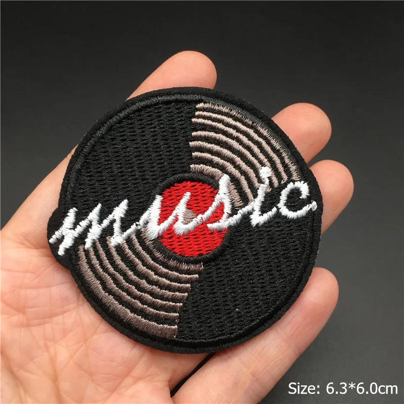 Rock Music Disco DJ Embroidered Punk Iron-On Clothing Patches - Headset & Guitar Design Appliques