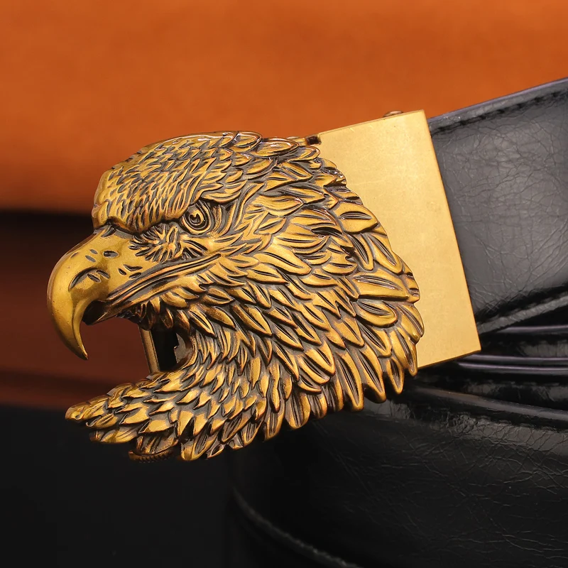 

Fashion Golden eagle belts men Automatic buckle high quality luxury brand designer genuine leather Cowskin Casual Waist Strap