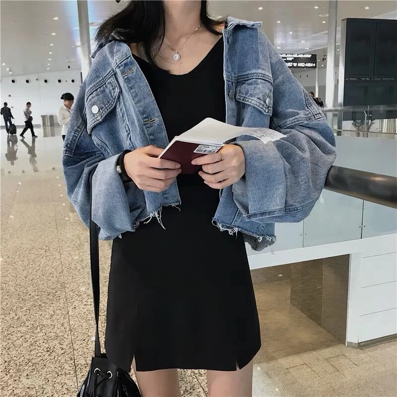 Tassel Cropped Denim Jacket Women 