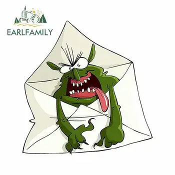 

EARLFAMILY 13cm x 12.7cm for Green Monster In The Envelope Cartoon Fine Decal Funny Car Stickers Waterproof Anime Vinyl JDM