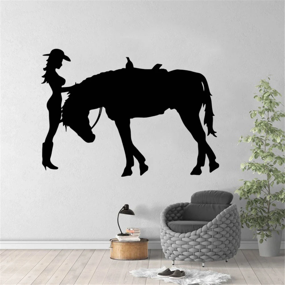 Наклейки на стену Cowgirl And Horse модные наклейки для украшения автомобильного окна