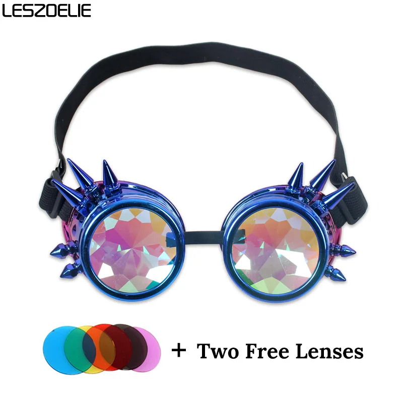 

Gradient Color Steampunk Kaleidoscope Glasses Man Party Cosplay Vintage Rivet Goggles Women Welding Gothic Fashion Glasses