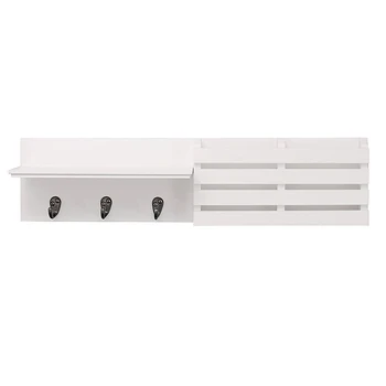 

Wall Shelf and Mail Holder with 3 Hooks, 24-Inch by 6-Inch, White PAK55