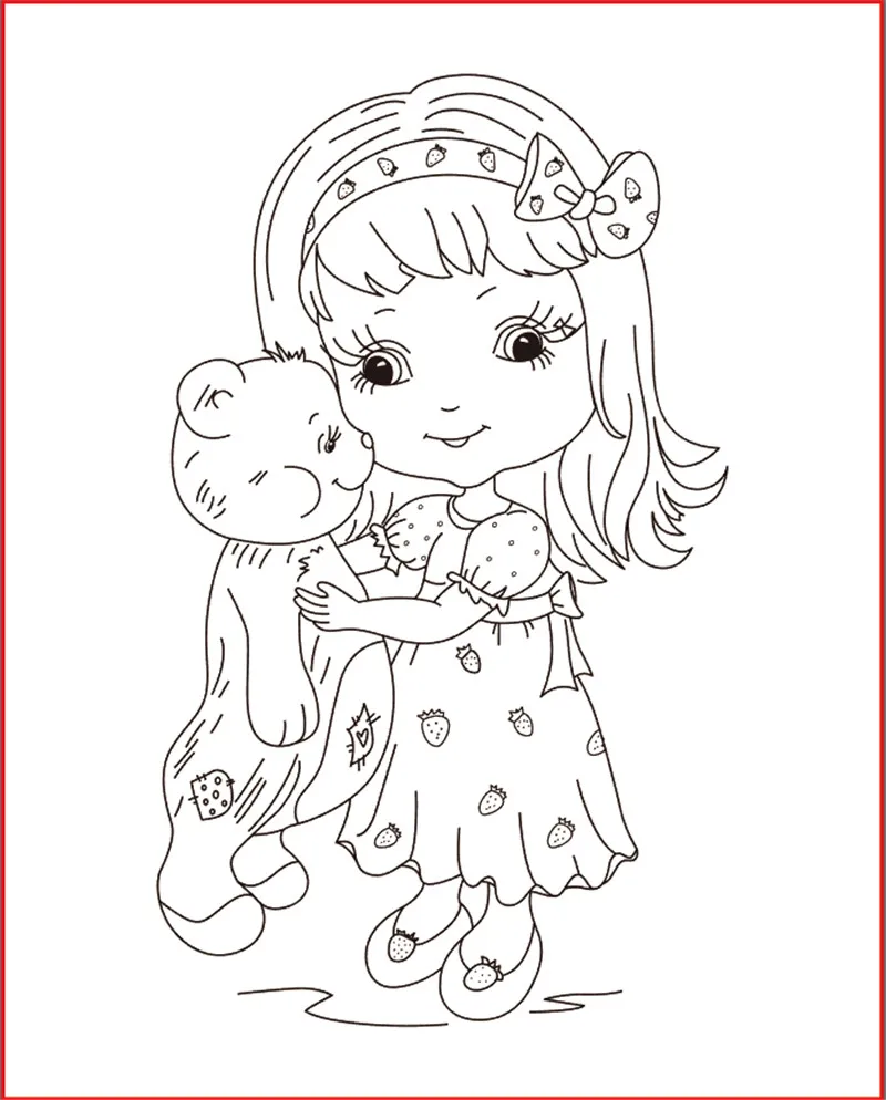 

10x6 Girl hugging bear Transparent Clear Stamps for Scrapbooking for DIY Card Making Cutting Crafts Stencil