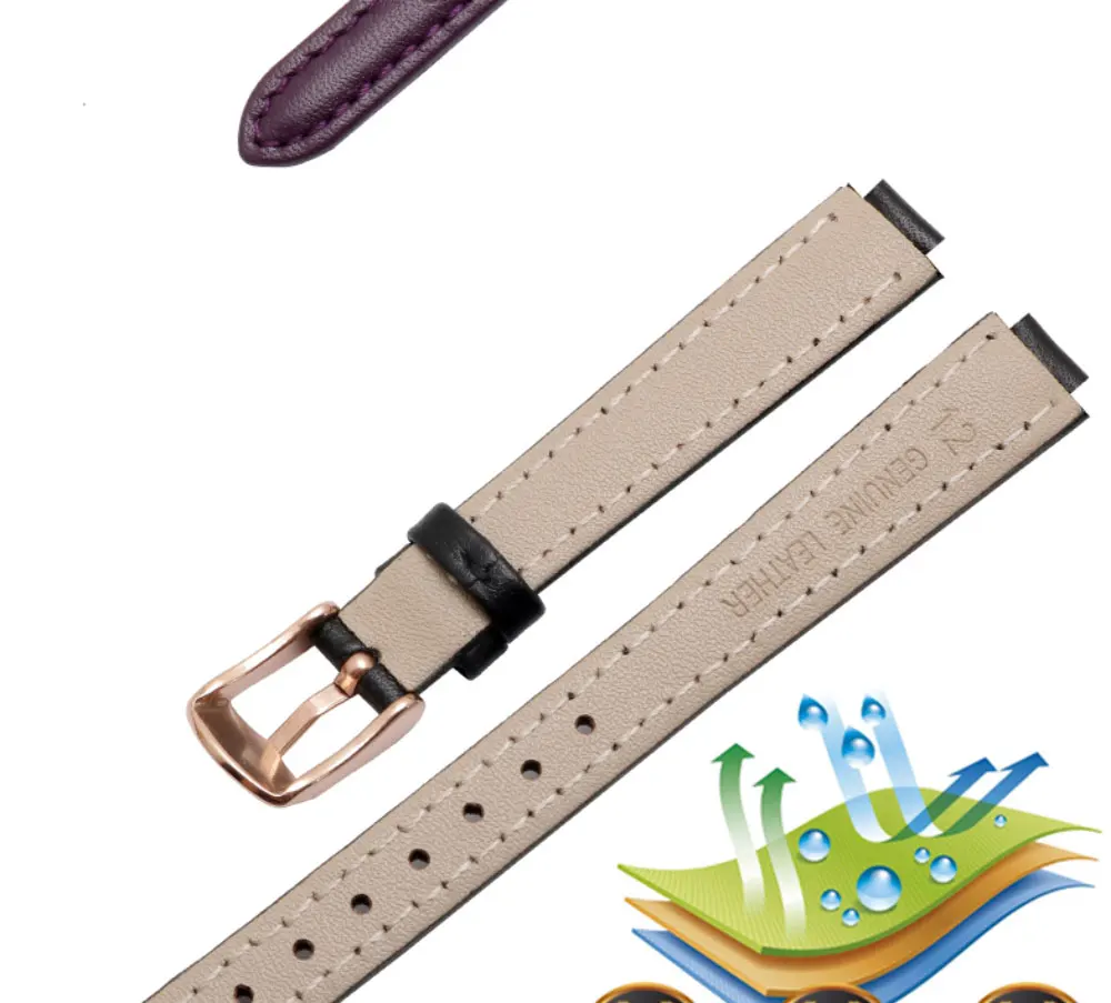 Color Cow leather watchbands women's wristband convex interface strap Suitable for SHE SHE 4029 3034D watch accessories
