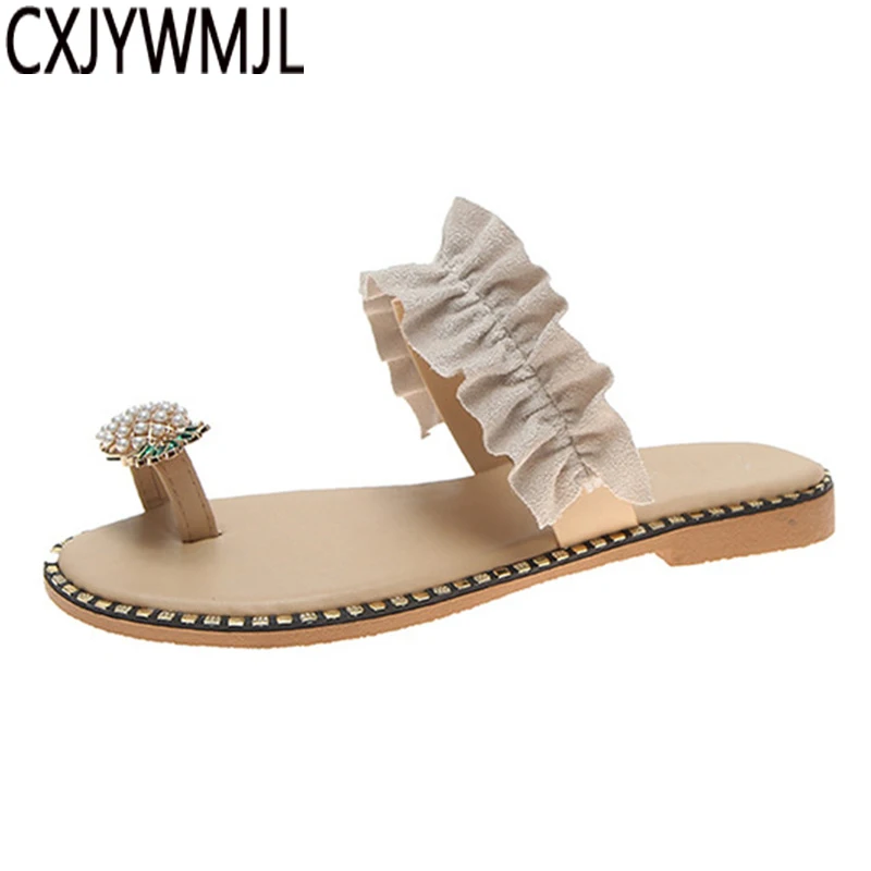 

Women Slippers Summer Beach Slides Flip Flops Outdoor Flat Slipper Girl Home Slippers Lndoor Home Shoes String Bead Fashion 8563