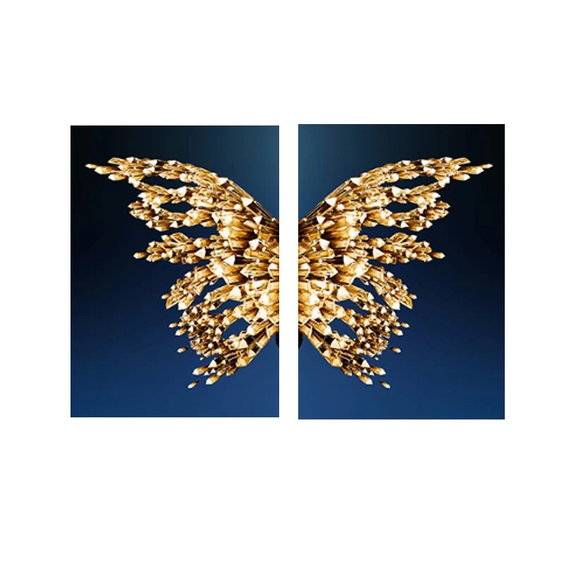 golden wing 2pcs Скандинавские золотые бабочки и крылья, Картина на холсте, абстрактные плакаты и принты, настенные картины для гостиной, Куадрос, домашний декор - Цвет: golden wing 2pcs