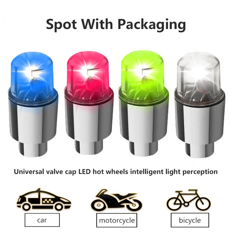 

Car Auto Wheel Tire Tyre Air Valve Stem LED Light Cap Cover Accessories Top LED Bicycle Car Wheel Lights Flash Tire Spoke Lights