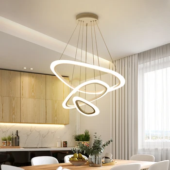 

European Novelty Triangle Circle Pendant Light Warm Light LED Aluminum Round Lamps Home Decor Living Dining Room Hanging Lamp