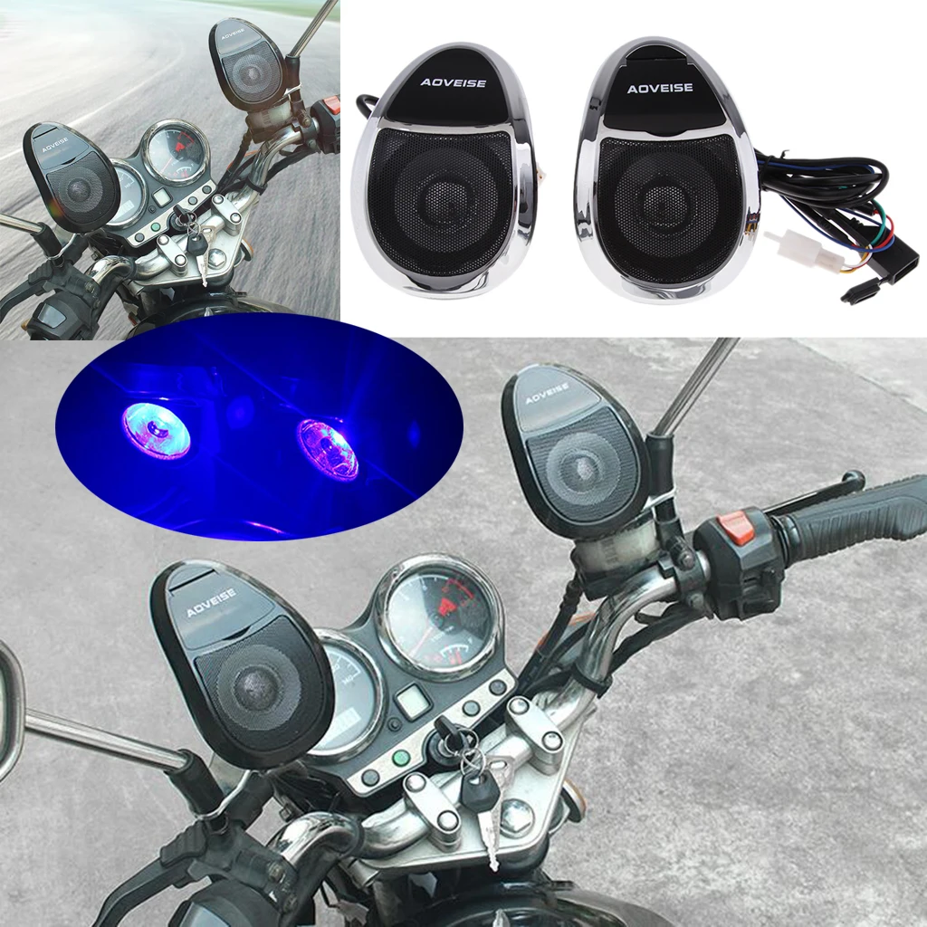 

1 Set Motorcycle Bluetooth Speakers Waterproof Bluetooth Motorbike Stereo LED Speakers Audio System USB FM Radio 120 x 70 mm