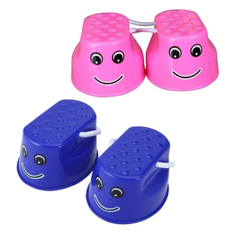 

2 Pair Kids Funny Plastic Walk Stilt Jump Outdoor Fun Sports Balance Training Equipment Blue & Pink