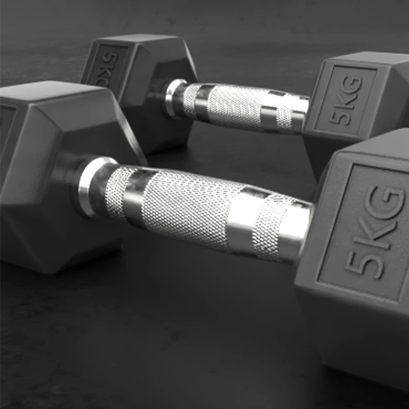 Six Corner Fixed Dumbbells Men with Rubber Cover for Fitness Bodybuilding (Single)