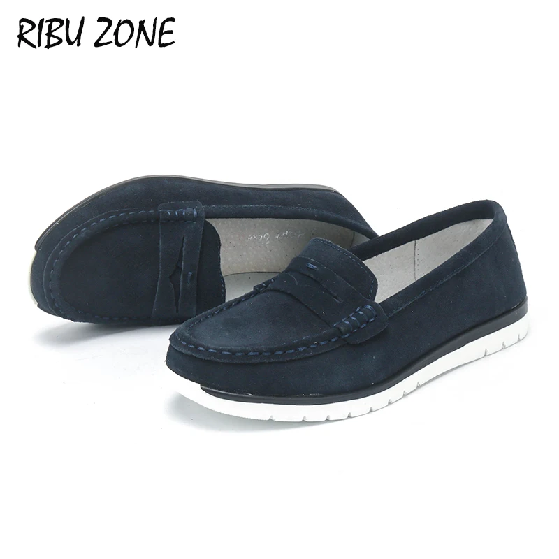 RIBU ZONE/ г.; замшевая обувь из коровьей кожи; женские лоферы без шнуровки; повседневная обувь из натуральной кожи; zapatos de mujer
