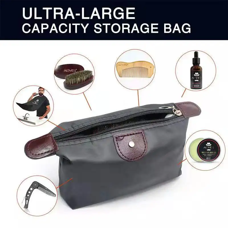 7 pcs/set Beard Care Modeling Tool Set Apron Bib Knife Brush Beard Care Suit And Shaping With Scissors As Gift