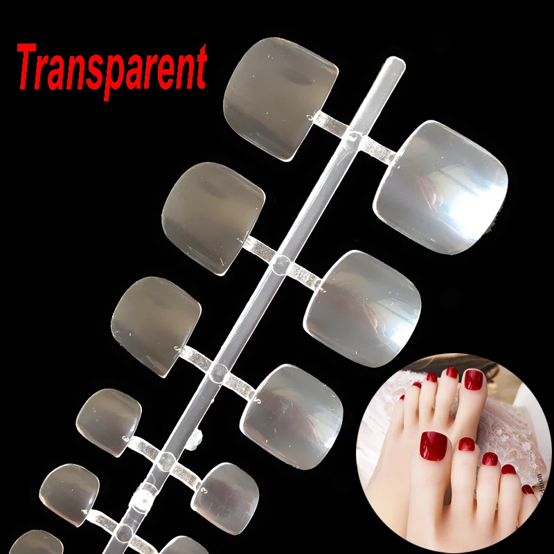 

18Colors Glossy Acrylic Fake Toe Nails Square Press On Nails Articficial Clear/Transparent Color False Toenails For Girls