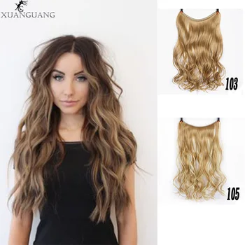 

XUANGUANG Long Hairpieces Synthetic wig No Clip In Hair Extensions Secret Invisible Fish Line for women