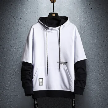 

Hoodie Sweatshirt Mens Hip Hop Pullover Hoodies Streetwear Casual Fashion Clothes colorblock hoodie cotton
