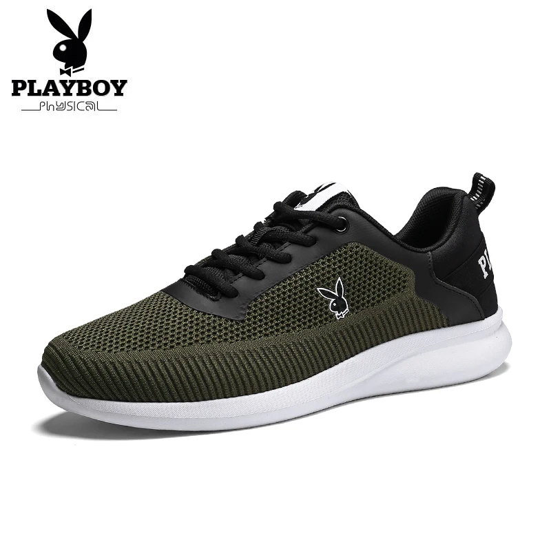 PLAYBOY New Men Running Shoes Women Waking Jogging Sneakers Adult Non-slip Outdoor Athletic Training Shoes Unisex zapatos hombre - Цвет: Зеленый