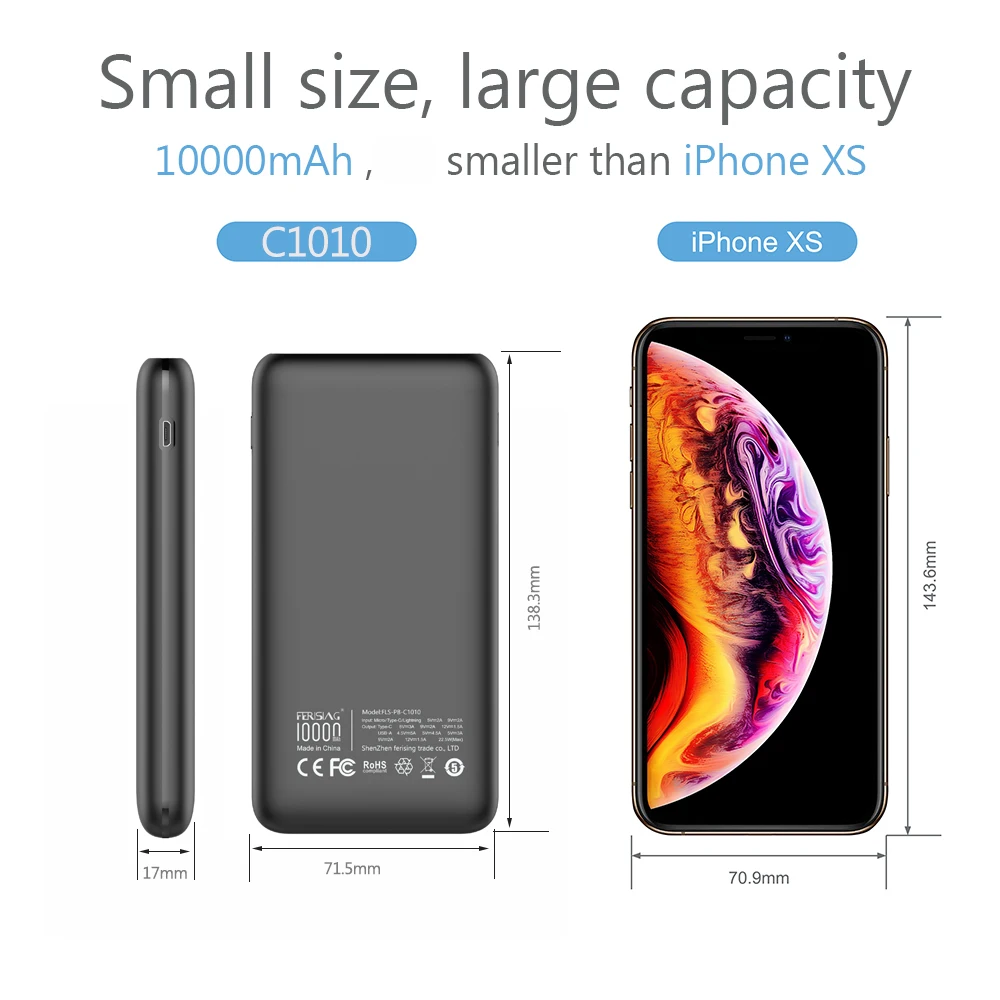 FERISING 5A VOOC Super Fast Charger 10000mah Power Bank USB Type C External Battery PD QC 3.0 Powerbank for Oneplus 6T 7 8 9 10 20 H24575eabbbd348949a552a38d9a66016W
