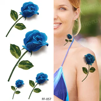 

Blue Flower Rose Peony Temporary Tattoos Large Sticker Fake Waterproof Tattoo Women Girl Tatoos Body Art Arm Sketch tatoo tatoos