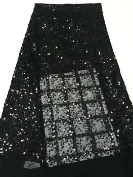 

Newest Arrival Beautiful French Sequins Lace Fabric Net Royal Blue Fashionable Bright African Lace Fabric For Party Dress