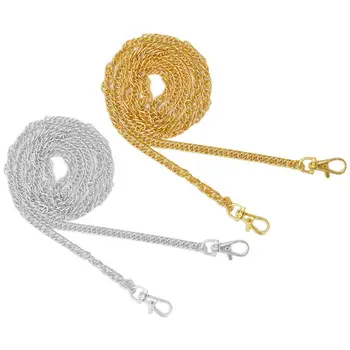 

THINKTHENDO 120cm Metal Chain for Shoulder Bags Handbag Hardware with 2 Buckles Strap DIY