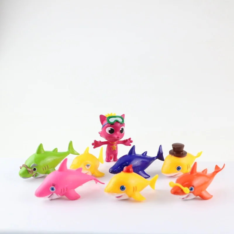 

8pcs/set Cartoon Ocean Fish Dolls Shark Clownfish Flatfish Anime Figure Toys Aquatic Creature Toys Pvc Models Fish Figurine
