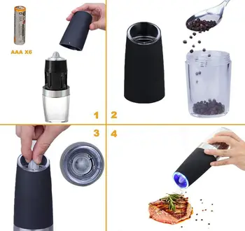 

New Electric Pepper Grinder or Salt Grinder Mill with Adjustable Coarseness Ceramic Mechanism,Automatic Operation,Battery Powere