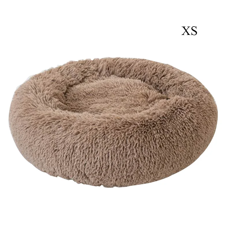 Brown Мягкая подстилка для животных плюшевая круглая Лежанка для кошки кошачья кровать круглая кровать для собаки зимнее гнездо Теплый лежак для собаки коврик щенок пещера спальный дом - Цвет: Brown