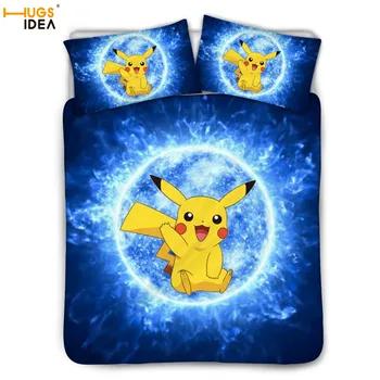 

HUGSIDE Cute Anime Pokemon Printing Kids 3pcs Bedding Cover Set Duvet Cover Bedspread Pillowcase Lining Bedclothes Home Textile