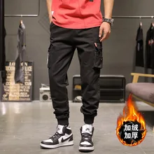 Осень и зима плюс бархат толстый плюс размер мужская одежда Корейский нагрудник комбинезон INS стильный мульти-карман Молодежные студенческие повседневные брюки